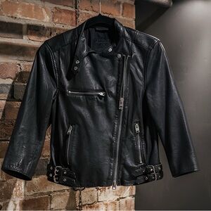 All Saints Black Leather Biker Jacket